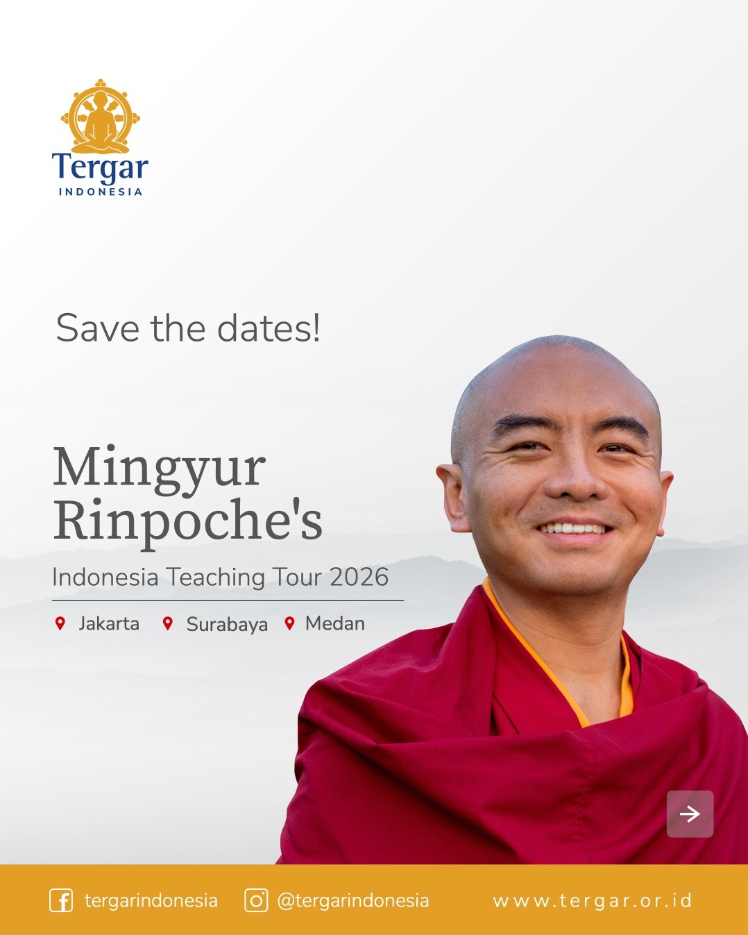 Mingyur Rinpoche Indonesia Teaching Tour 2026